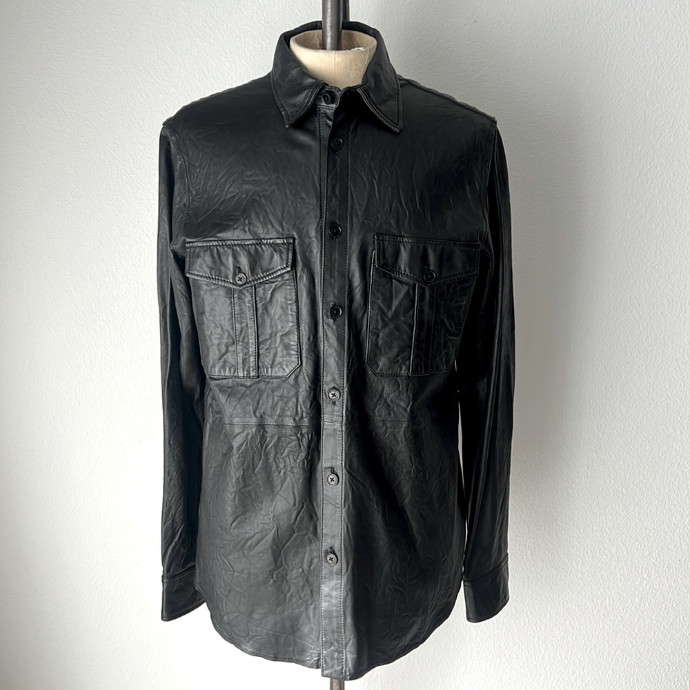 Zadig & Voltaire crinkled leather shirt light weight
